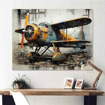 Industrial Plane Essence - Plane Canvas Wall Art